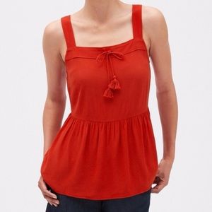 Banana Republic Square Neck Peplum Tank Cami‎ Top Blouse Aperitivo Red Size Med